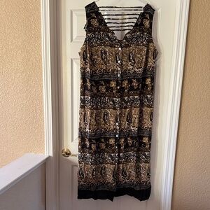 Elegant Black and brown Patterned Dress